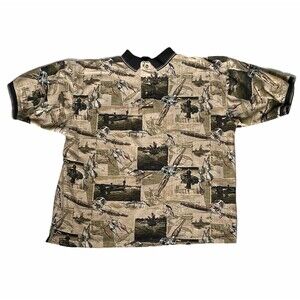 North River Outfitters Mens XL Fishing Shirt Short Sleeve Cotton Rods Reels